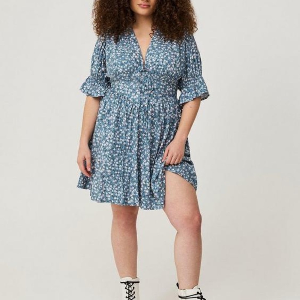 Torrid Blue Floral Mini Dress
